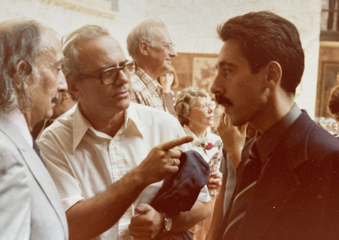 Carlos Asensio con el bioquímico Carlos Gancedo y el pintor Salvador Dalí