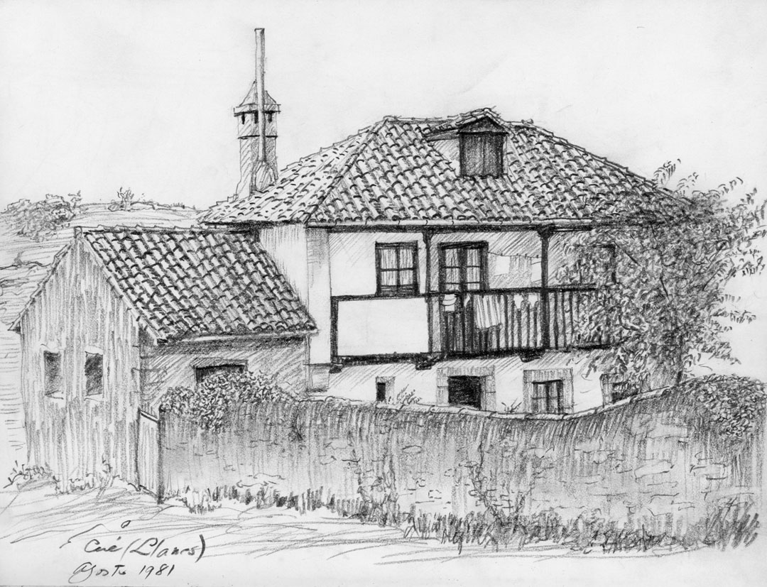 Dibujo de la casa que alquiló en Llanes (Asturias) en 1981