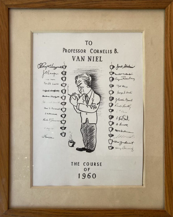 Dibujo realizado por Carlos Asensio con motivo del Curso de Van Niel en 1960