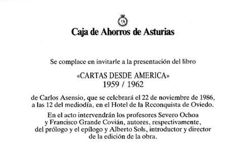 Invitación a la presentación del libro "Cartas desde América"
