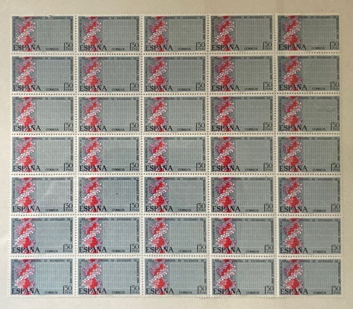 Sello conmemorativo diseñado por Carlos Asensio para el VI congreso de FEBS en 1969